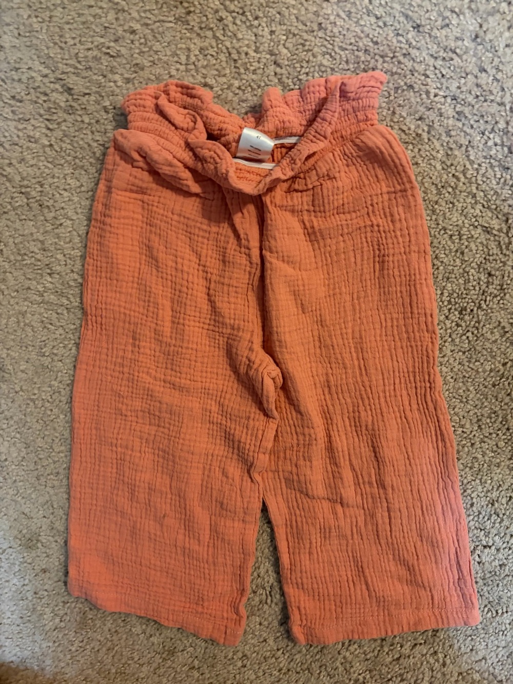 Girls' Coral Ruffle-Waist Gauze Pants